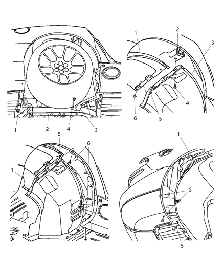 2003 Dodge Viper Shields - Rear Wheelhouse Diagram