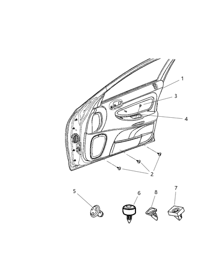 2002 Chrysler Sebring Panel-Front Door Trim Diagram for UL341DVAC