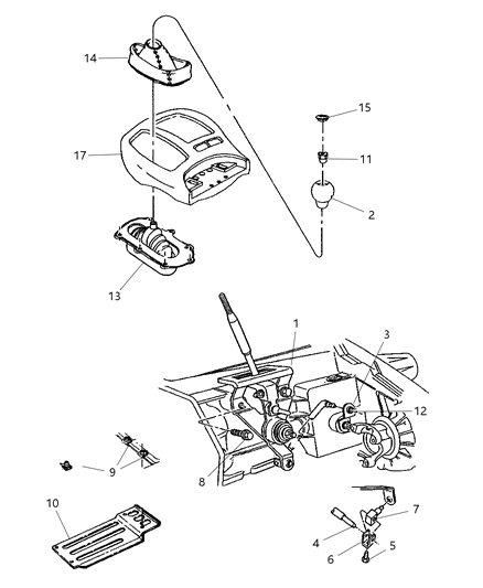 1999 Dodge Durango Controls , Transfer Case Diagram 1