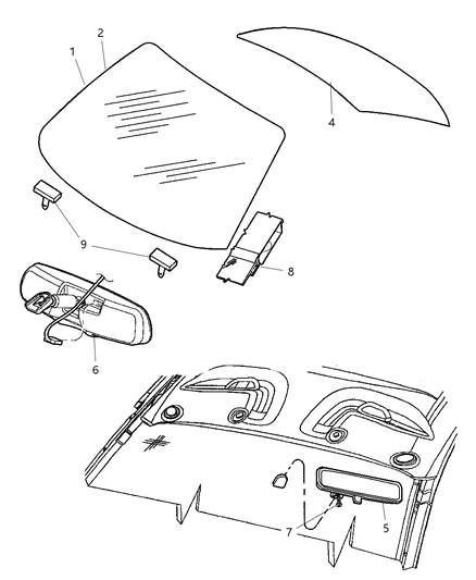 2004 Dodge Neon Windshield-Shipping Assembly - 30 Lite Diagram for 5083388AA