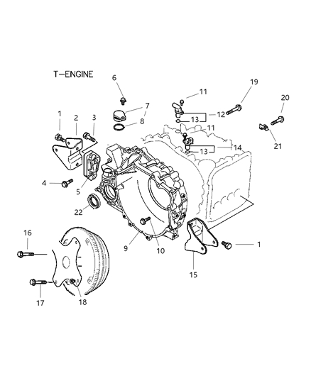 2005 Chrysler Sebring Coupe Torque Converter Housing & Related Parts Diagram 2