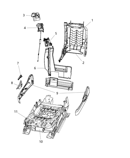 2011 Chrysler 200 Adjusters, Recliners & Shields - Passenger Seat - Power Diagram