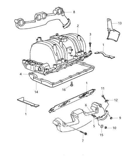 1998 Dodge Durango Manifold - Intake & Exhaust Diagram 2