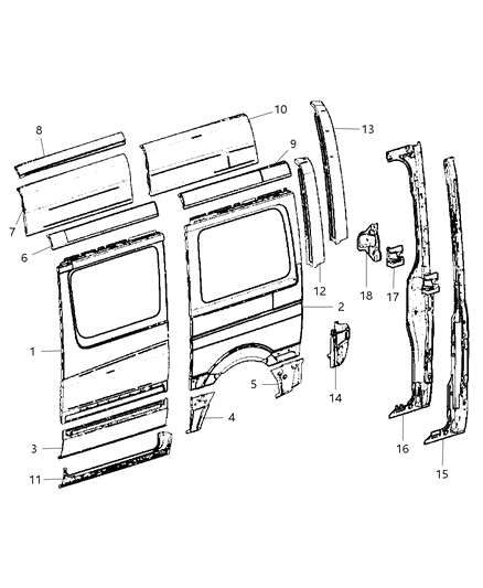 2009 Dodge Sprinter 2500 Panel-D Pillar Diagram for 68008532AA