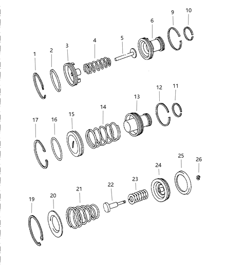 2001 Dodge Caravan Servos - Accumulator Piston & Spring Diagram