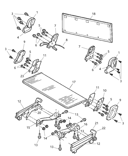 1999 Dodge Caravan Rear Seat - 3 Passenger Diagram