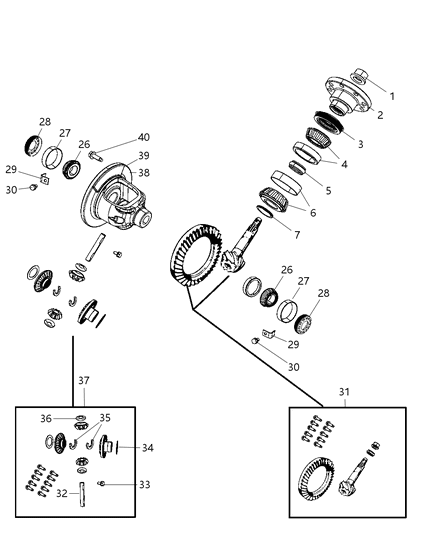 2009 Dodge Durango Differential Assembly , Rear Diagram 2