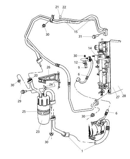 2007 Chrysler Sebring Line-A/C Discharge Diagram for 5058217AB