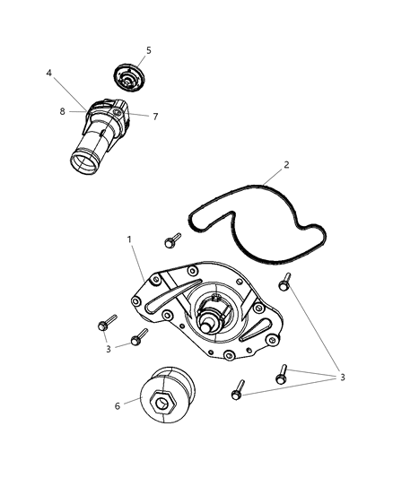 2007 Dodge Nitro Water Pump & Related Parts Diagram 3