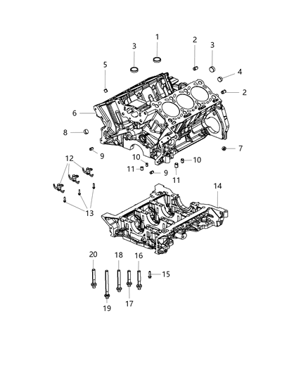 2020 Ram 1500 Bolt-HEXAGON FLANGE Head Diagram for 68147092AA