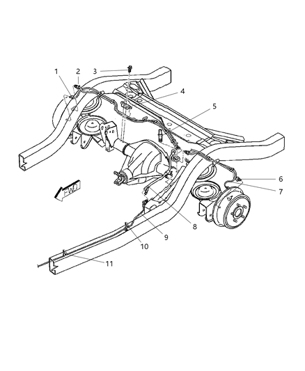 2005 Jeep Wrangler Brake Lines & Hoses, Rear Diagram 1