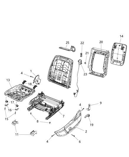 2009 Dodge Challenger Panel-Front Seat Back Diagram for 1ME241DVAA