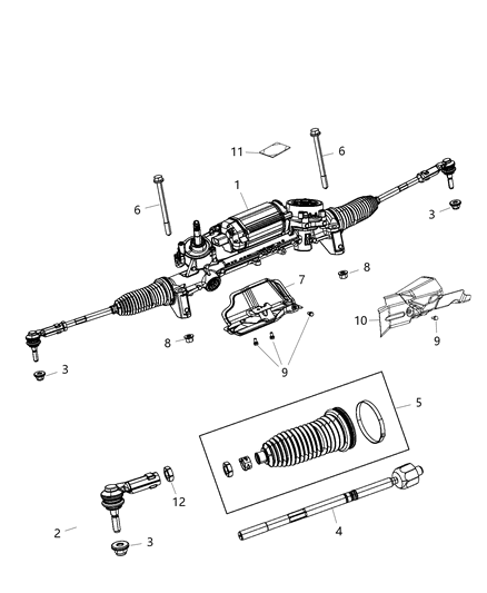 2016 Jeep Cherokee Boot-Steering Gear Diagram for 68184560AA