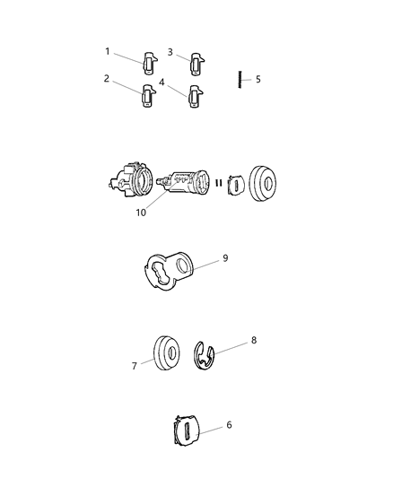 2008 Chrysler Sebring Front Door Lock Cylinders & Related Diagram