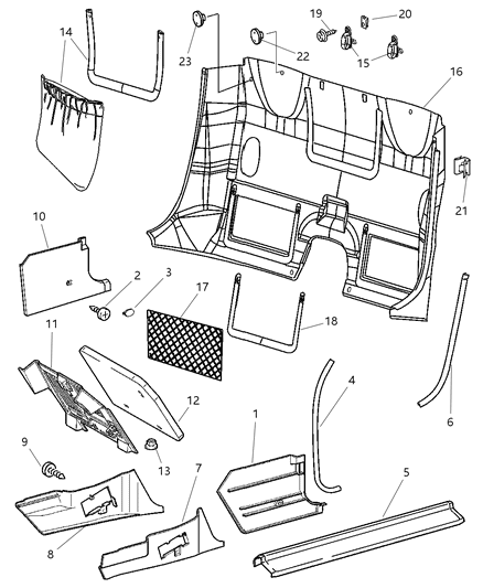 2007 Chrysler Crossfire Lower Trim - Quarter & Scuff Plates Diagram