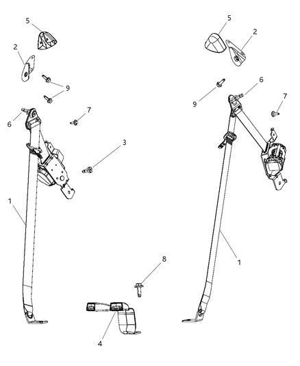 2010 Dodge Journey Seat Belt Bracket Diagram for 4610128AB