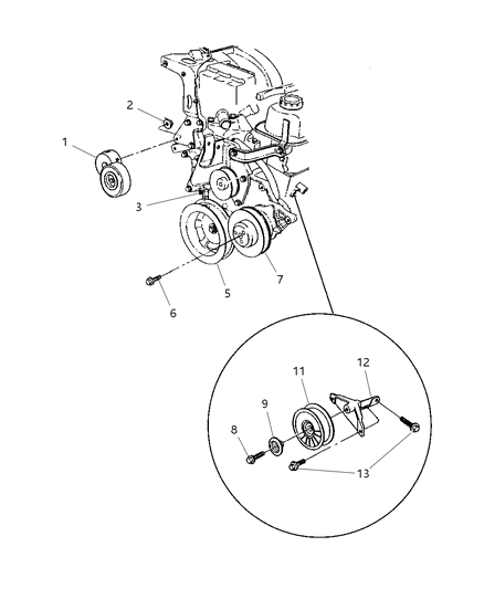 1999 Dodge Caravan Pulley & Related Parts Diagram 3