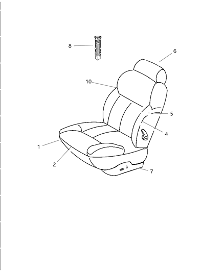 2002 Chrysler 300M Front Seat Cushion Cover Diagram for WX461L2AA