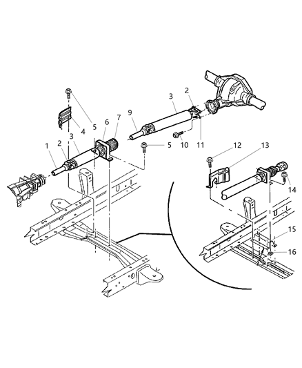 2003 Dodge Dakota Shaft-Center Bearing Diagram for 52105387AB