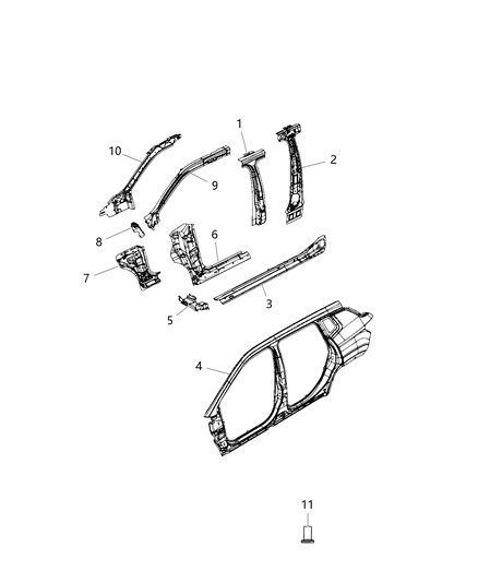 2021 Jeep Compass Reinforce-Body Side Aperture Front Diagram for 68324162AF