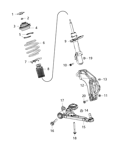 2017 Chrysler 200 Front Knuckle Right Diagram for 68080868AD