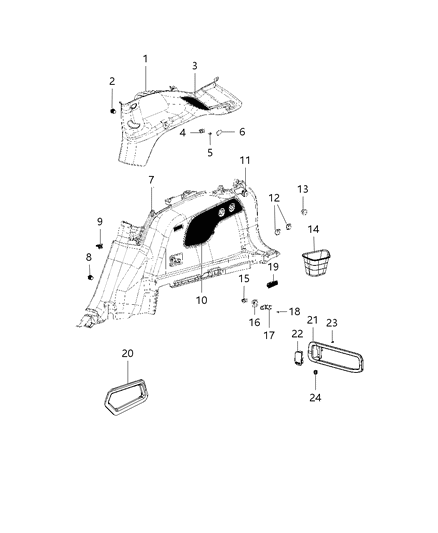 2016 Jeep Cherokee Panel-Quarter Trim Diagram for 1UD04LU5AF