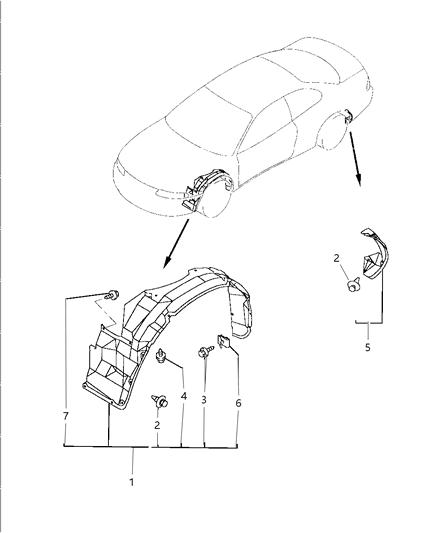 1998 Chrysler Sebring Coupe Splash Shield Diagram
