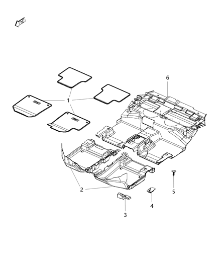 2019 Jeep Cherokee Carpet-Front Floor Diagram for 1UB81DX9AE