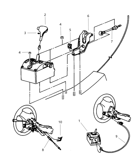 1998 Chrysler Concorde Controls, Gearshift, Floor And Column Shift Diagram