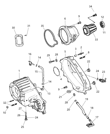 1997 Dodge Ram 2500 RETAINER-Transfer Case Rear Diagram for 4797551