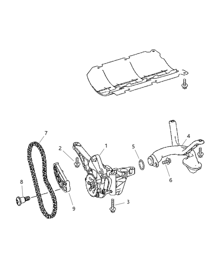 2007 Dodge Sprinter 2500 Oil Pump , Pan , Filter & Oil Cooler & Oil Filler Neck & Oil Indicator Diagram 7