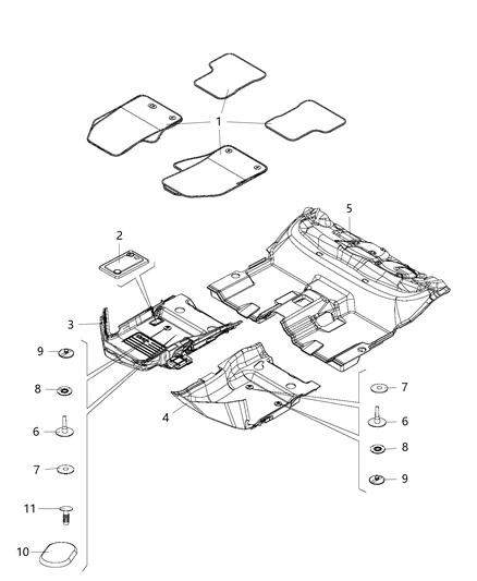 2017 Jeep Renegade Carpet-Front Floor Diagram for 5ZC98GTVAA