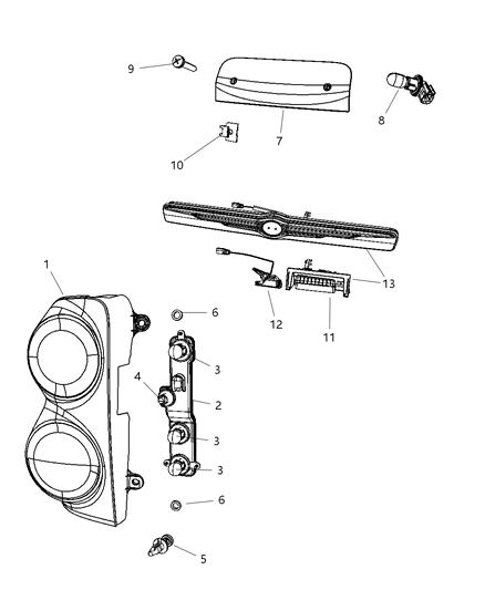 2009 Dodge Durango Lamps - Rear Diagram