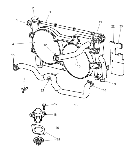 1997 Dodge Grand Caravan Radiator & Related Parts Diagram 2