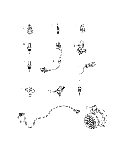 2019 Ram 1500 Sensor-Exhaust Temperature Diagram for 68383247AA