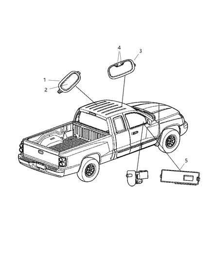 2007 Dodge Dakota Lamps - Dome-Courtesy-Reading Diagram