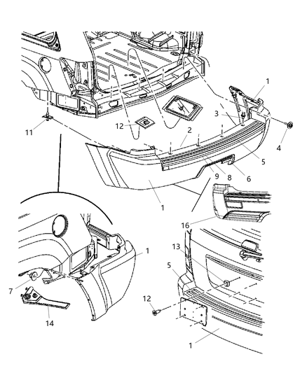 2006 Jeep Grand Cherokee Rear Bumper Cover Diagram for 5029990AA