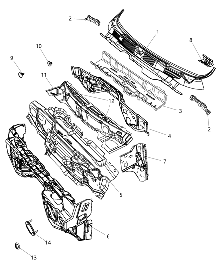 2016 Ram 1500 MUCKET-Fender To COWL Diagram for 68159403AC