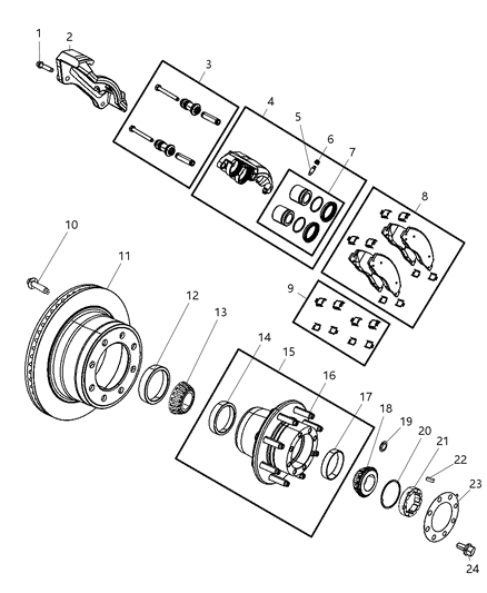2010 Dodge Ram 3500 Cab Chassis Brakes, Rear Disc Diagram