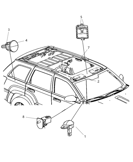 2007 Jeep Grand Cherokee Lamp - Courtesy - Dome - Reading Diagram