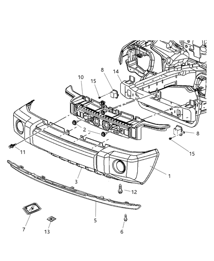 2009 Jeep Commander Fascia, Front Diagram