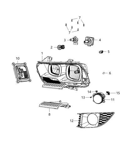 2013 Dodge Charger Headlamp Diagram for 57010412AD