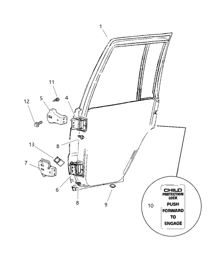 1997 Jeep Grand Cherokee Door Half Hinge Diagram for 55076205AB