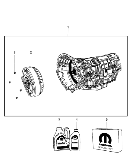 2010 Jeep Wrangler Trans Kit-With Torque Converter Diagram for 68037134AC