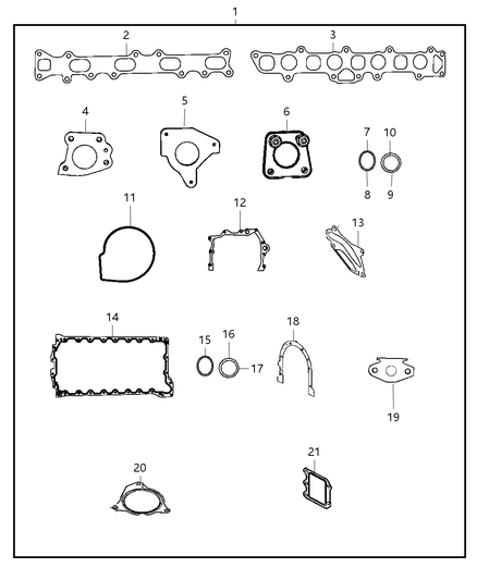 2013 Jeep Wrangler Engine Gasket / Install Kits Diagram 1