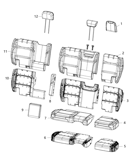 2019 Jeep Wrangler Rear Seat Cushion Cover Diagram for 6PU26LA3AD