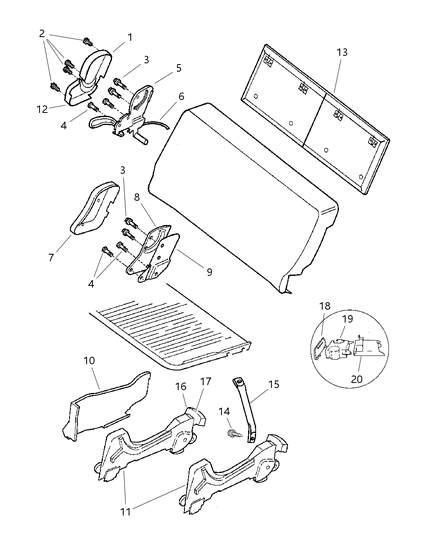 1998 Dodge Grand Caravan Child Seat - Attaching Parts Diagram