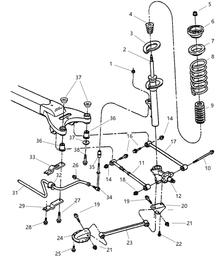 2002 Chrysler 300M Suspension - Rear Diagram