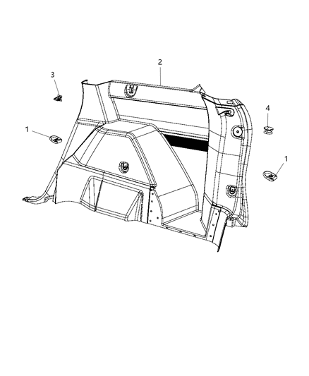 2010 Dodge Journey Panel-Quarter Trim Diagram for 1CD87XDVAC