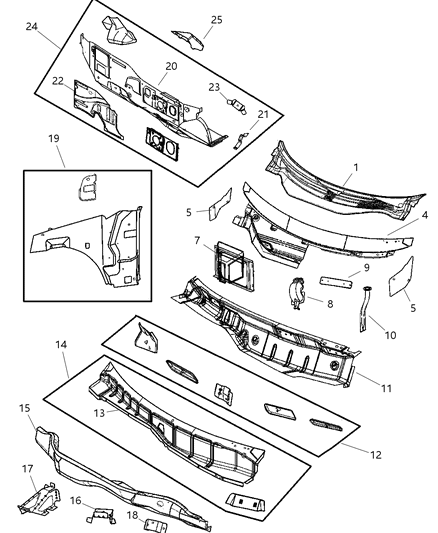 2004 Chrysler Pacifica RIVET-COWL Screen Top Diagram for 5113015AA